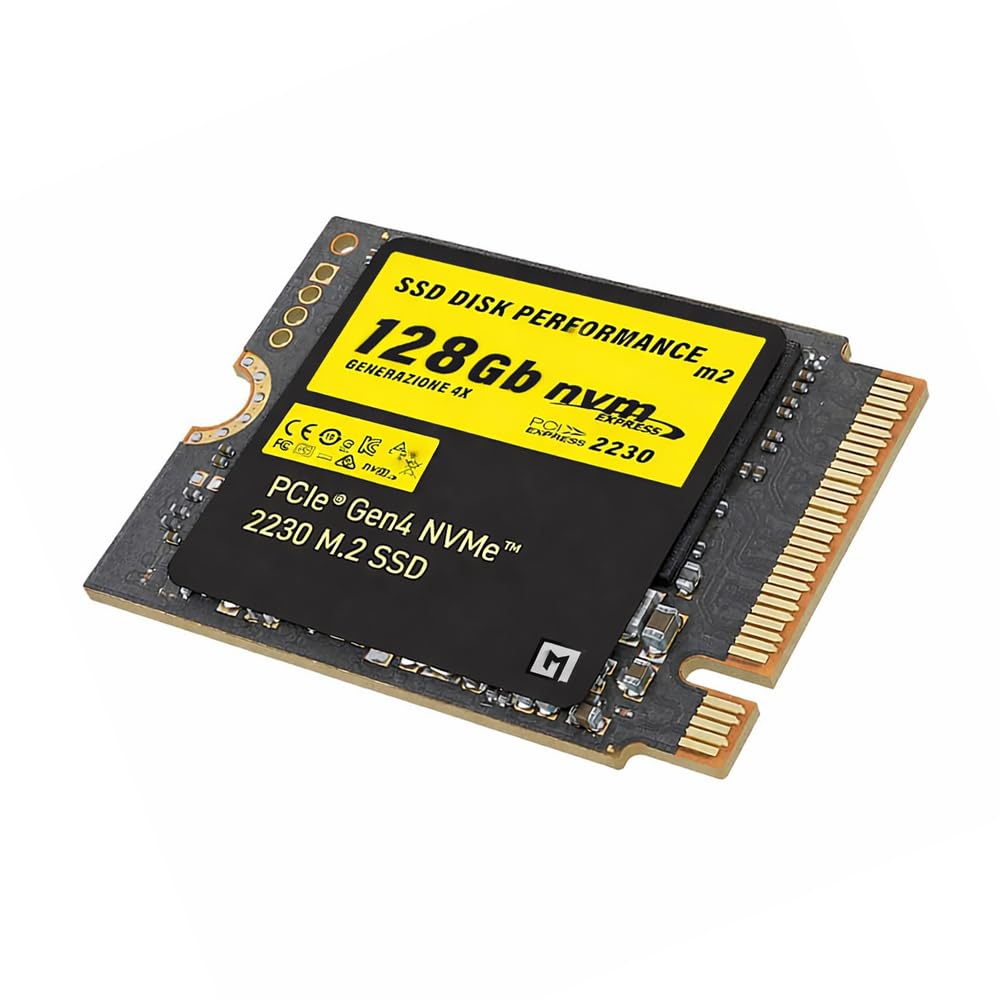 SSD PCIe NVMe Gen 4x4 da 128 Gb M2, Unità a Stato Solido Interna, compatibile con slot 2230, alta velocità di trasferimento dati, per uso professionale, gar. Italia