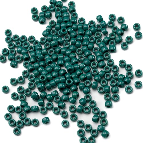 Image of 1000 Pcs Acrylic Pony Beads 6x9mm Bulk for Bracelet Necklace Jewelry Making Earring Hair Braiding Kandi Beads (Blackish Green)