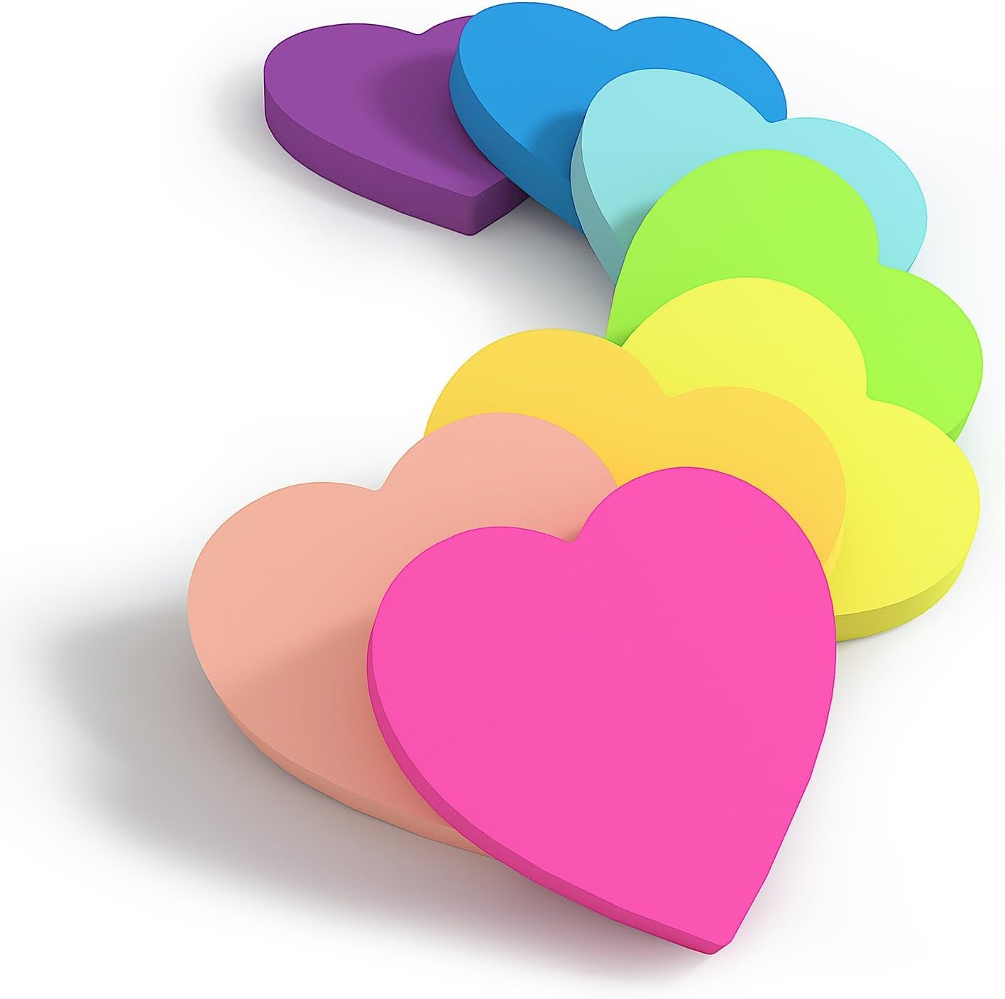 8-Pack Purple Heart Sticky Notes - Cute Self-Stick Memo Pads For Office & Home