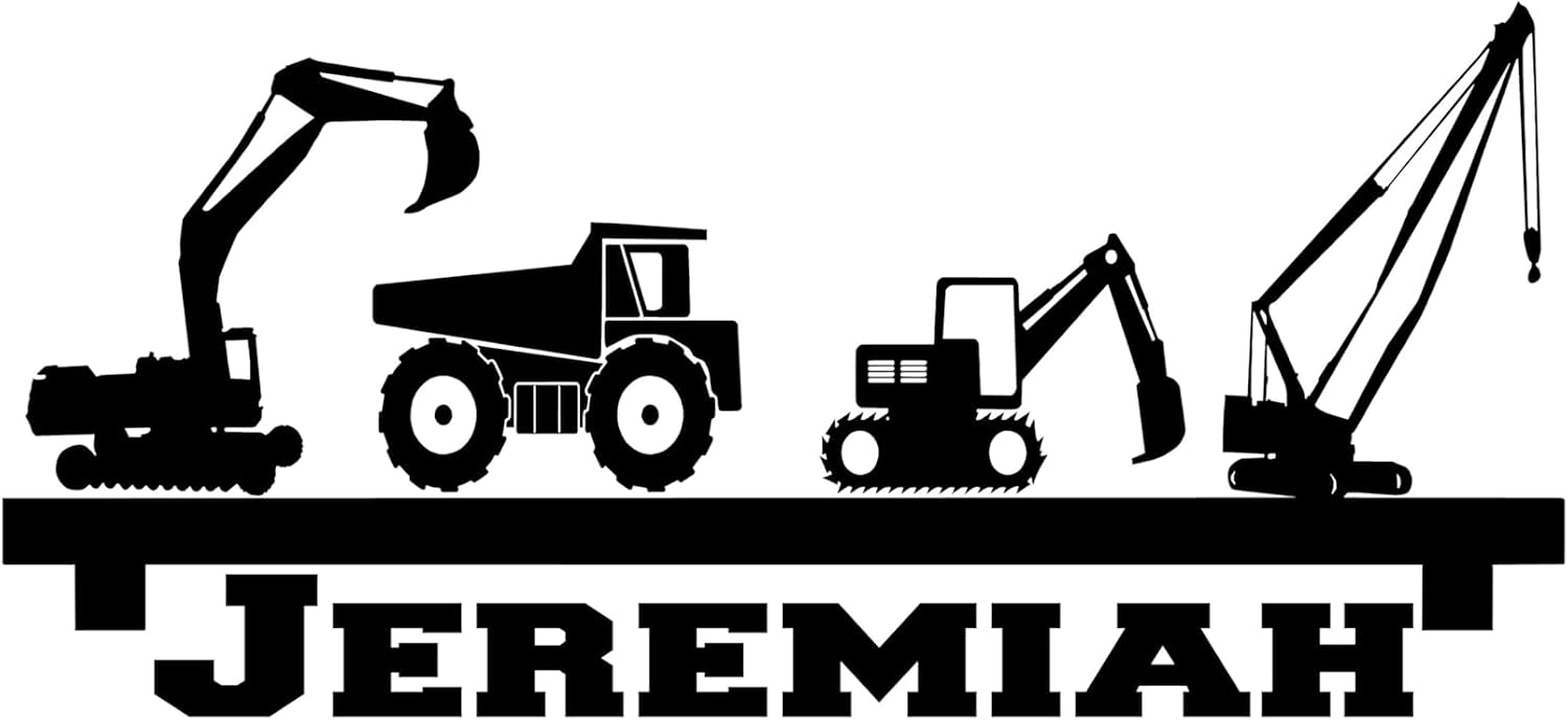 Boy's Room Wall Shelf Name Construction Crane Dump Truck Equipment DIY Wall Art Decor Decal Our Popular Design Decal