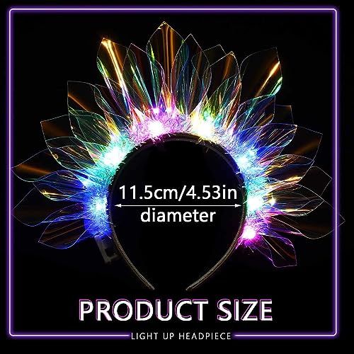 NALACAL LED Light Up Headband, Tinsel Hair Hoop, Party Nightclub Rave Hair Accessories for Women and Girls, Flashing Headpiece Festival Hair Accessories
