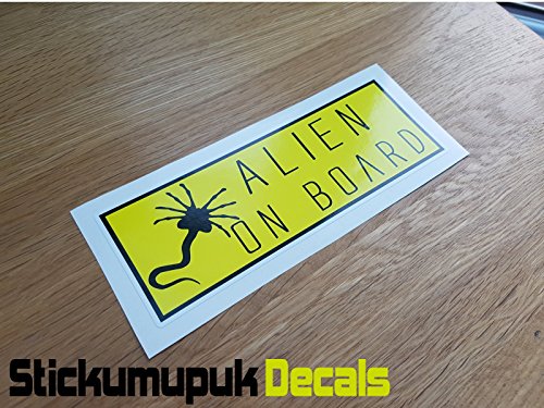 Adhesivo para parachoques de coche con diseño de Alien a bordo de Xenomorph, Area 51 para ventanas de coche/panel de carrocería/adhesivo libre de P+P (150 mm x 55 mm)