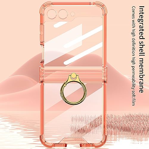 Image of BOUNCEBACK Transparent Shockproof Hinge Cover Ring Case for Samsung Galaxy Z Flip5 / Galaxy Flip 5 Case Cover - (Clear Blue | Rubber)