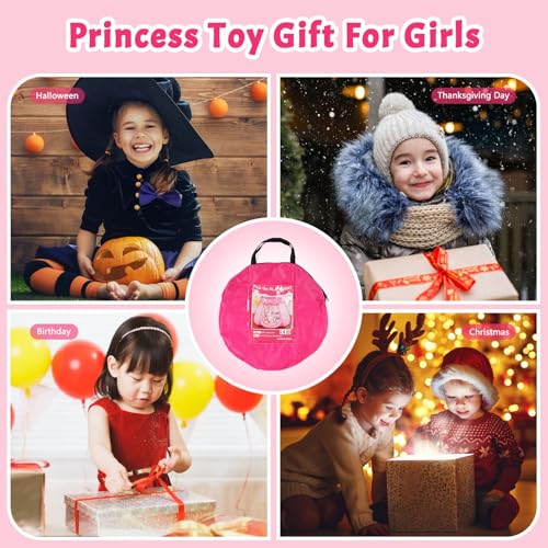 Tikolus Pop Up Princess Tent for Girls, Toddler Girl Toys Kids Ball Pit with Colorful Star Lights, Foldable Kids Play Tent with Carrying Bag, Indoor&Outdoor 3 Year Old Girl Gift (Balls Not Included) - Image 6