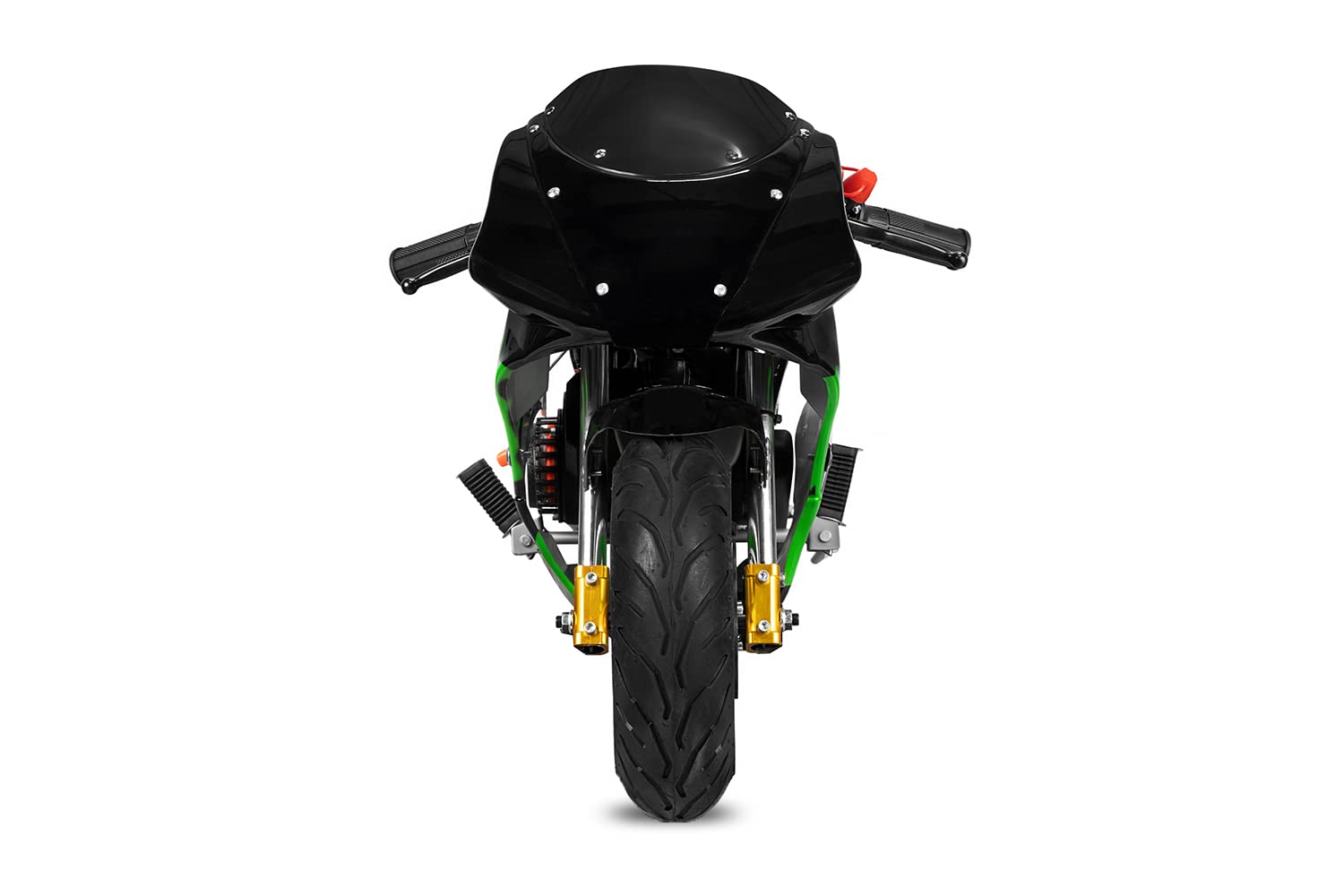Minimoto 49cc Motore a Scoppio PS 77 con Fiamme per Bambini (Nero fiamme Verdi), 105x30x56