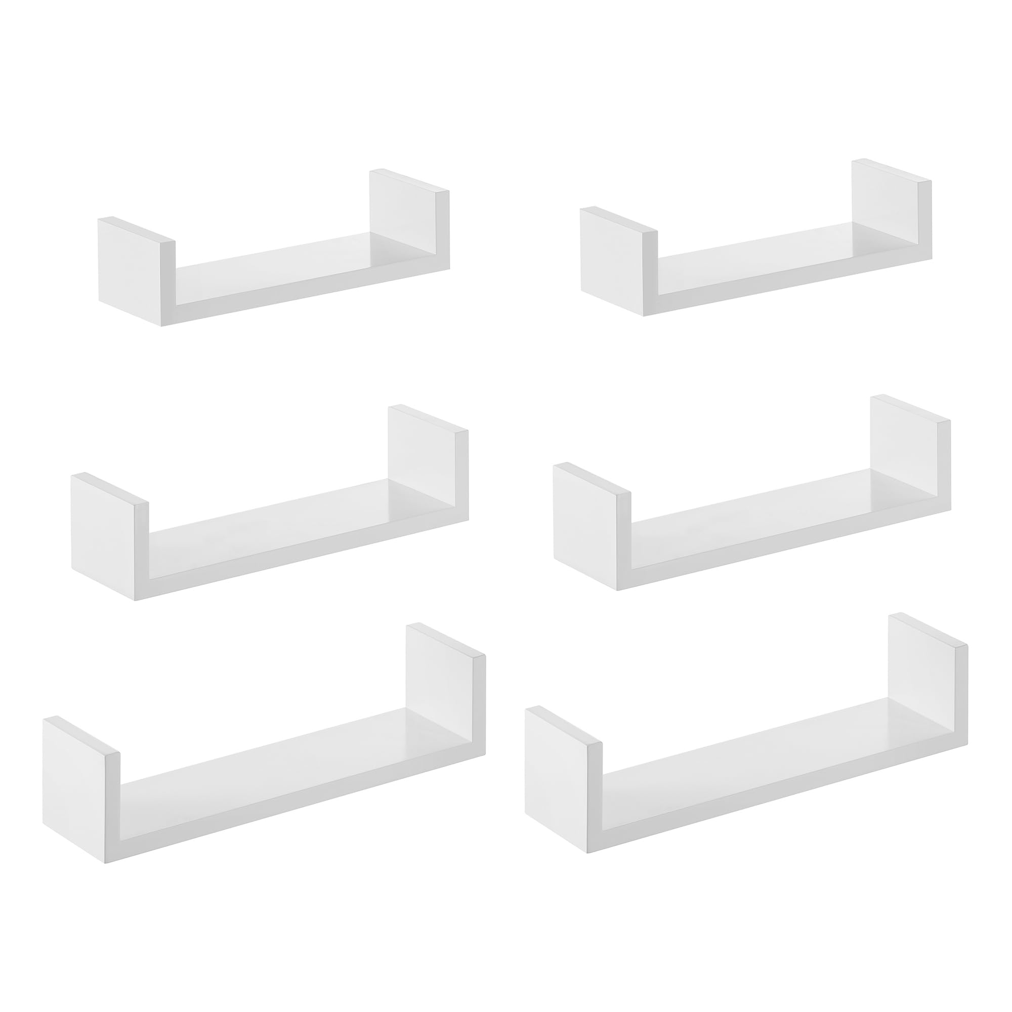 SONGMICS Floating Shelf Set of 6, 30/35/40 cm, Decorative Wall Shelves, Each Holds up to 10 kg, for Living Room, Home Office, Bathroom, Kitchen, Cloud White ZH2504050