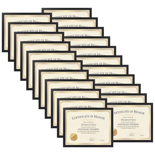 Edenseelake 8.5 x 11 Picture Frame Set of 22 Black 8.5 x 11 Certificate Frame Bulk for Award Document Diploma Wall or Tabletop Display
