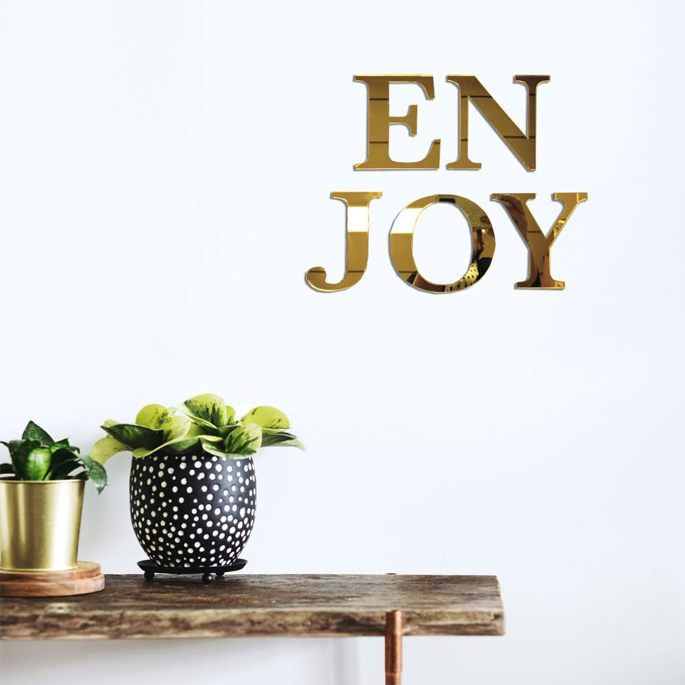 Adzif.biz Le sticker de decoration - Lettre Miroir Or Décorative Plexigglas. Lettrage Or Adhésif Plastique. Lettre Autocollante pour Prénom, Décoration Mariage, Enseigne