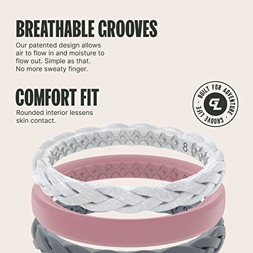 Groove Life Stackable Rings - Breathable Silicone Wedding Rings for Women, Unique Design, Comfort Fit Ring3