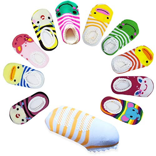CXP Good Goods 10 pairs Anti Slip Skid Ankle Cotton Baby Walker Girls Toddler Cute Stripes Socks for 6 - 18 Months Baby
