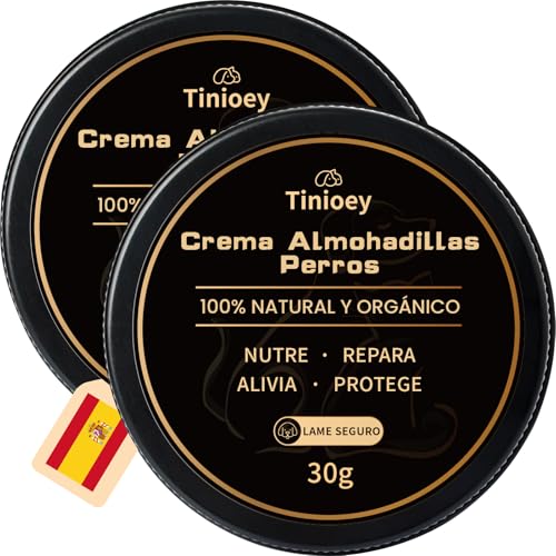Tinioey Crema Almohadillas Perros (30g x 2) | Protector Almohadillas Perro – Crema Natural Nariz y Patas | Bálsamo Calmante para Perros | Perros Accesorios | Artículos de Salud Animales pequeños
