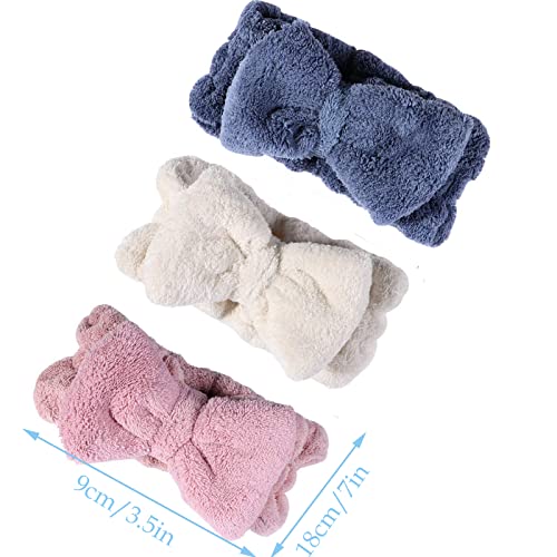 Pack of 3 Bowknot Hair Bands, Elastic, Women's Fashion Plush Headband, Makeup Headbands, Spa Headband - Image 2