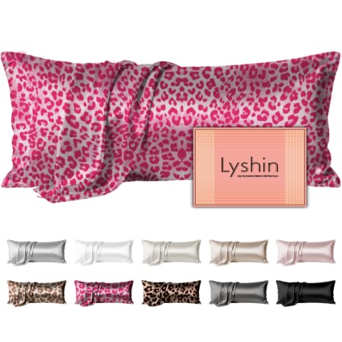 Image of LYSHIN Silk Body Pillow Case with Zipper, Body Pillow Pillowcase, Leopard | 19 Momme Mulberry Silk Pillowcase for Skin and Hair, Anti-Acne, Hypoallergenic, Cooling, Beauty Sleep, Gifts for Women