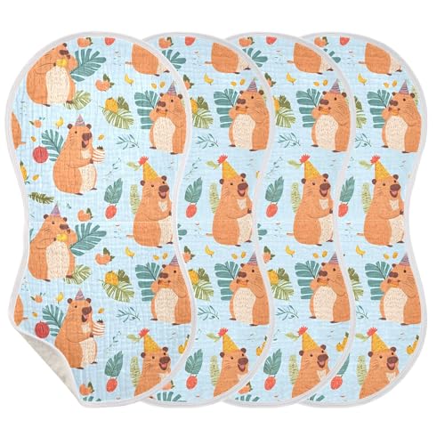 Capybara and Plants Baby Burp Cloths, Cotton Soft Absorbent Burp Cloth, Baby Bib Cloths Spit Up Rags for Newborn Boys Girls, 1 Pack, 22”x11”3