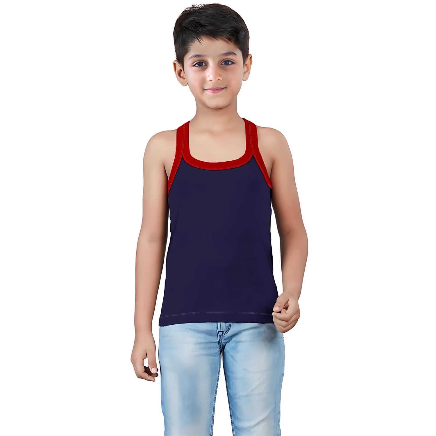 HAP Boys 100% Cotton Multicolor Rib Regular Fit Vest Pack (Pack Of 5)_Size 45 - Image 8 thumbnail