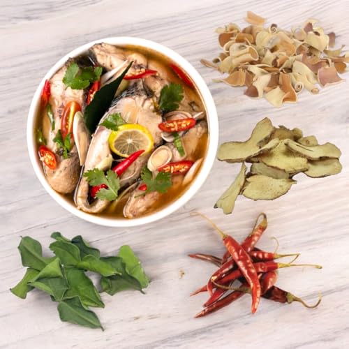 Tom Yum Set for 1 Time Cooking in Hot Spicy Soup 2-4 Serving 30 Gram Of Dried Chili, Dried Galangal, Dried Lemongrass, Dried Kaaffir Lime Leave - Thumbnail 3