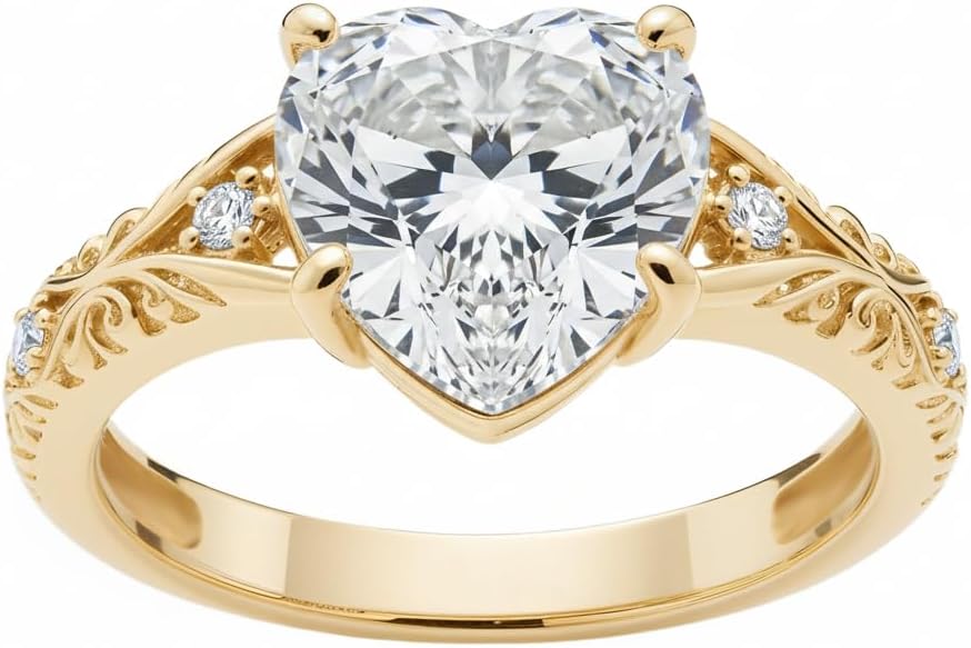 925 Sterling Silver/10k/14k/18k Gold 1.05 Carat(Ctw) Vintage Heart-Cut Moissanite Ring, Custom Commitment Wedding Band, Timeless Engagement Ring for Women, Sizes 4-14