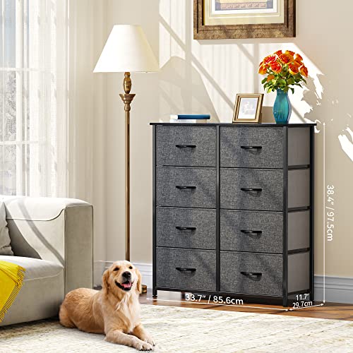 Yitahome Fabric Dresser For Bedroom, Tall Storage Dresser With 8 Drawers, Black Dresser & Chest Of Drawers, Storage Drawer Organizer For Closet, Bedroom, Living Room(Black Grey) #TOP3