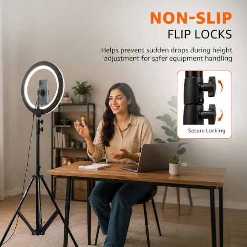 Image of Amazon Basics Photography Light Stand 110 inch /9.2ft /280cm, Air-Cushioned Aluminium Tripod Stand with 1 /4 inch Screw, Max Load 5kg, for Softbox, Studio Light, Reflector & Ring Light