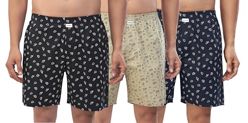 Image of Nermosa Men's 100% Cotton Boxer Shorts - Soft, Breathable, All-Day Comfort (Pack of 3)