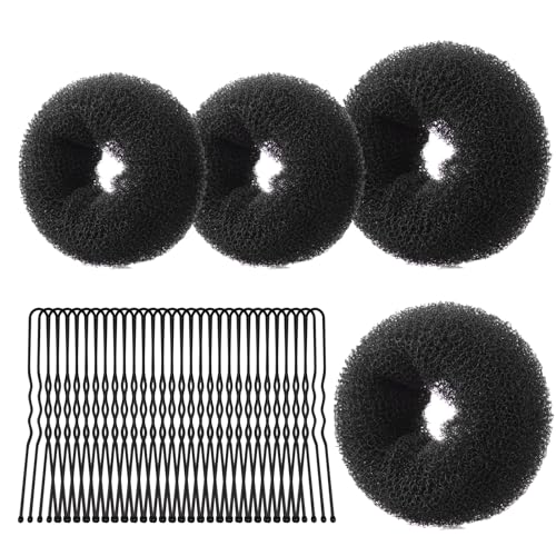 URAQT Machine à pain donut, 4PCS Cheveux Donuts Chignons et 30 Épingles à Cheveux, Machine à Chignon pour les Danseurs, les Enfants, les Filles et les...