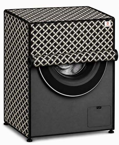 Image of GURU ISHMA Front Load Fully Automatic Washing Machine Cover for 6.5kg to 8kg | Waterproof & Dustproof Polyester Cover with Zip Closure | Suitable with Samsung, IFB, LG, Bosch & More (61 x 61 x 87 cm)