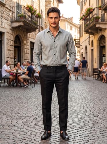Image of Men's Cotton Blend Solid Casual Shirt Regular Fit Full Sleeve Shirt for Men Plain Formal & Casual Wear Collared Button Down Shirt