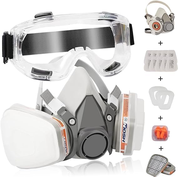 Gas Mask Set Respirator with Filters and Goggle Activated Carbon Mask Gas Mask Paint Respirator for Epoxy Resin, Wall Painting, Welding, Polishing, Spraying, Mold Removal, Construction (B0D6R7W6HV) Amazon Price History, Amazon Price Tracker