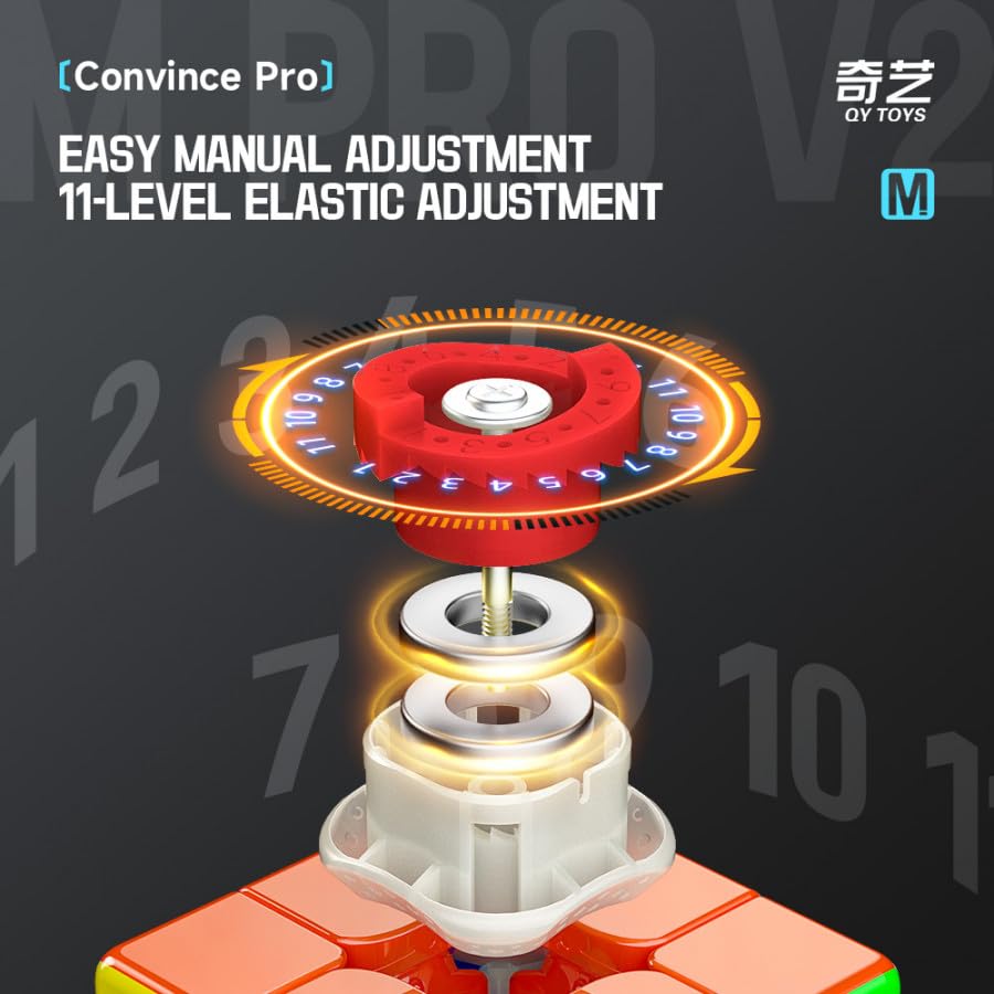 Image of QiYi M PRO 3x3 V2 Pioneer UV Magnetic Speed Cube - MagLev Technology, Ball-Core Magnets, Dual Adjustment (11 Settings), Glossy UV Coated Stickerless 55.5mm Flagship for Competitive Cubing