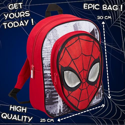 Marvel Boys Spiderman Backpack Kids Avengers School Travel Rucksack Lunch Bag Reflective Eyes With Pocket