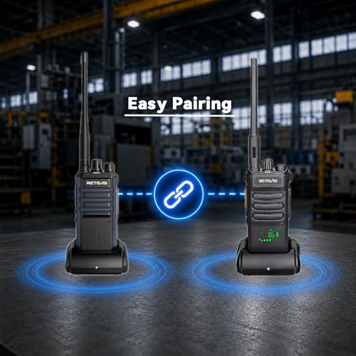 Image of Retevis RT86A GMRS Walkie Talkies Long Range (4 Pack), with EHK012 Foldable Two Way Radio Headset with Mic (2 Pack), NRR 29dB, Hearing Protection, Group Call, Easy Pairing, for Manufacturing Workshop