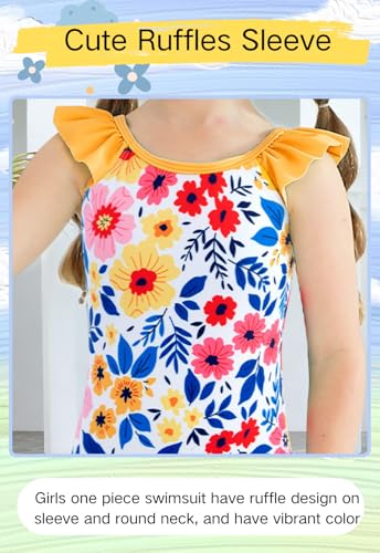 DAXIANG Girls Ruffles One Piece Swimsuits Quick Dry Beach Sport Swimwear Toddler Kids Mermaid Unicorn Bathing Suit 4-10 Years3