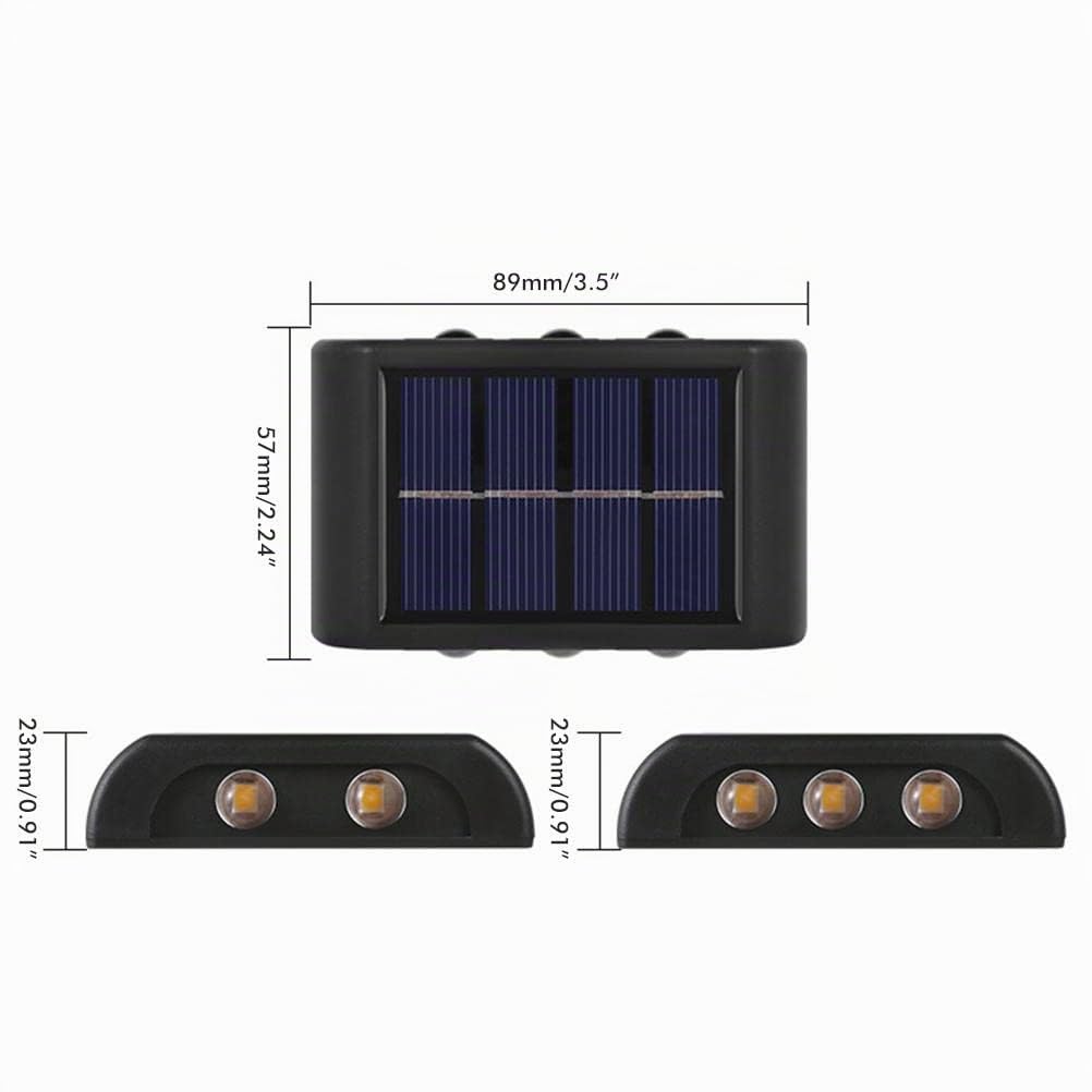 Lampade a parete LED solari con 6 luci LED che si illuminano verso l'alto e verso il basso, lampade solari decorative per uso esterno come decorazione del patio, illuminazione del cortile posteriore,