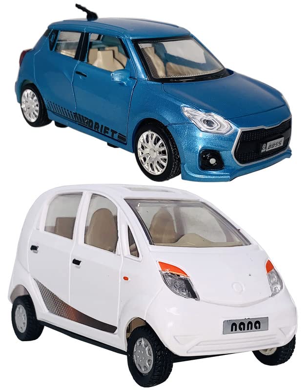Toyify Small Size Car Model Pack of 2 Pull Back &Go Action Toys | Color May Vary | Toys for Kids | 2 Combo Offer (Drift+Nano)