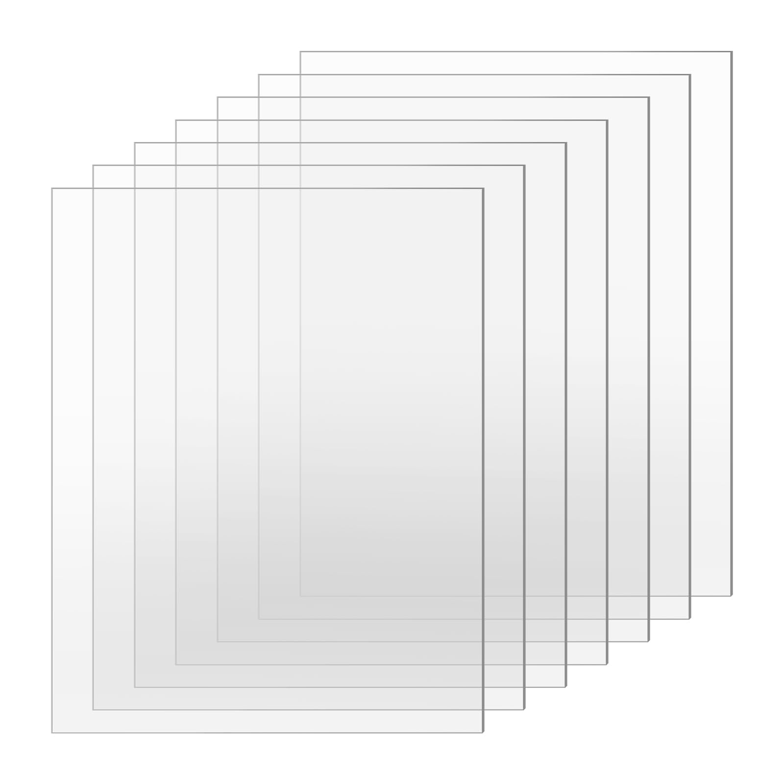 TKOnline 7 PCS Plexiglass Sheets, 8" x 10" x 0.04 Clear PET Sheet Panels, Clear Acrylic Plastic Sheet for Picture Frame, Invitations, Poster Frames