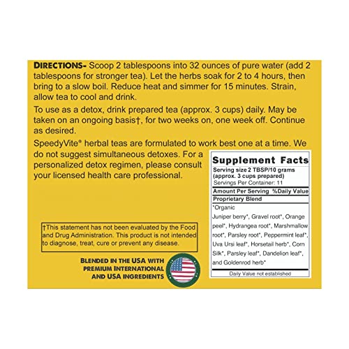 SpeedyVite Kidney Bladder LifeBoost Tea Herbal Supplement - USDA Organic Cleanses & supports urinary tract health - Marshmallow root Dandelion Goldenrod Juniper Hydrangea +more Natural Detox - Thumbnail 2