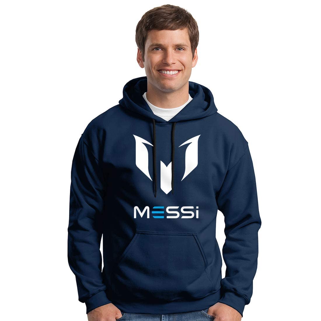 aallookart Messi Printed Men & Women Cotton Hooded Hoodie Navy Blue Color-picture-12