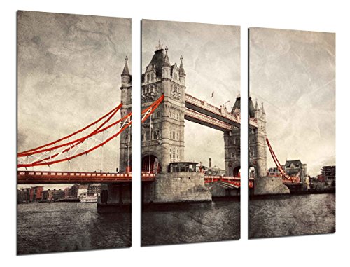 Cuadros Camara Poster Fotográfico Paisaje Londres Vintage, Puente de Londres, Tower Bridge Tamaño total: 97 x 62 cm XXL, Multicolor