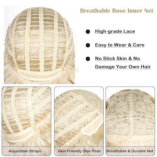 Image of LABEAUTE 6Pcs Long Blonde Princess Cosplay Wig for Women with Crown Wand Brooch Earrings Wig Cap Anime Costume for Halloween /Party