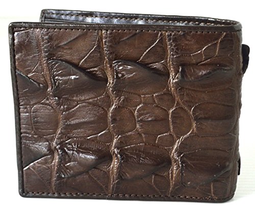 Men's Bifold Crocodile Big Tail Skin Leather Wallet (Dark Brown)2