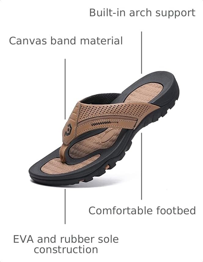 Image of Men's Flip-Flops, Thongs Sandals Durable Comfort Slippers for Beach