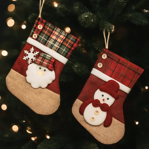 Kit 2 Meias de Natal de Pendurar Decorativas – Bota Natalina - Enfeite de Natal Meias Natalinas de Pano – Decoração de Natal para Lareira e Árvore - Shop100