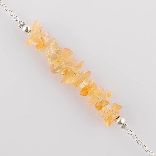 Miniatura 57 de TGH Pulsera de barra de chips naturales, cristal curativo, pulsera de cuentas crudas chapada en plata, cadena ajustable de 7 + 1 pulgada, regalo