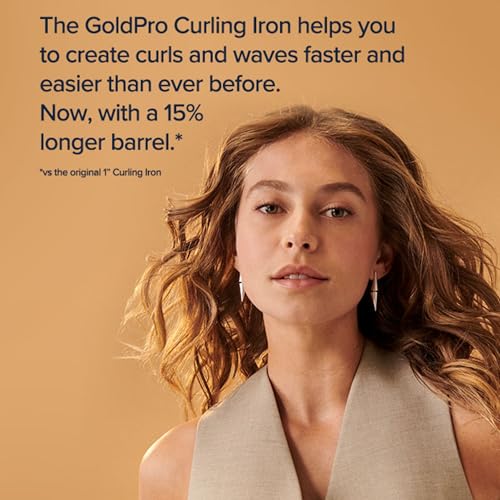 Image of Bio Ionic GoldPro 1 inch or 1.25 inch Curling Iron, Blue, Moisturizing Heat & 24K Gold MX, New & Improved 15% Longer Barrel Ceramic Curling Iron, Adjustable Heat, Versatile Curling Wand for Long-Lasting Curls