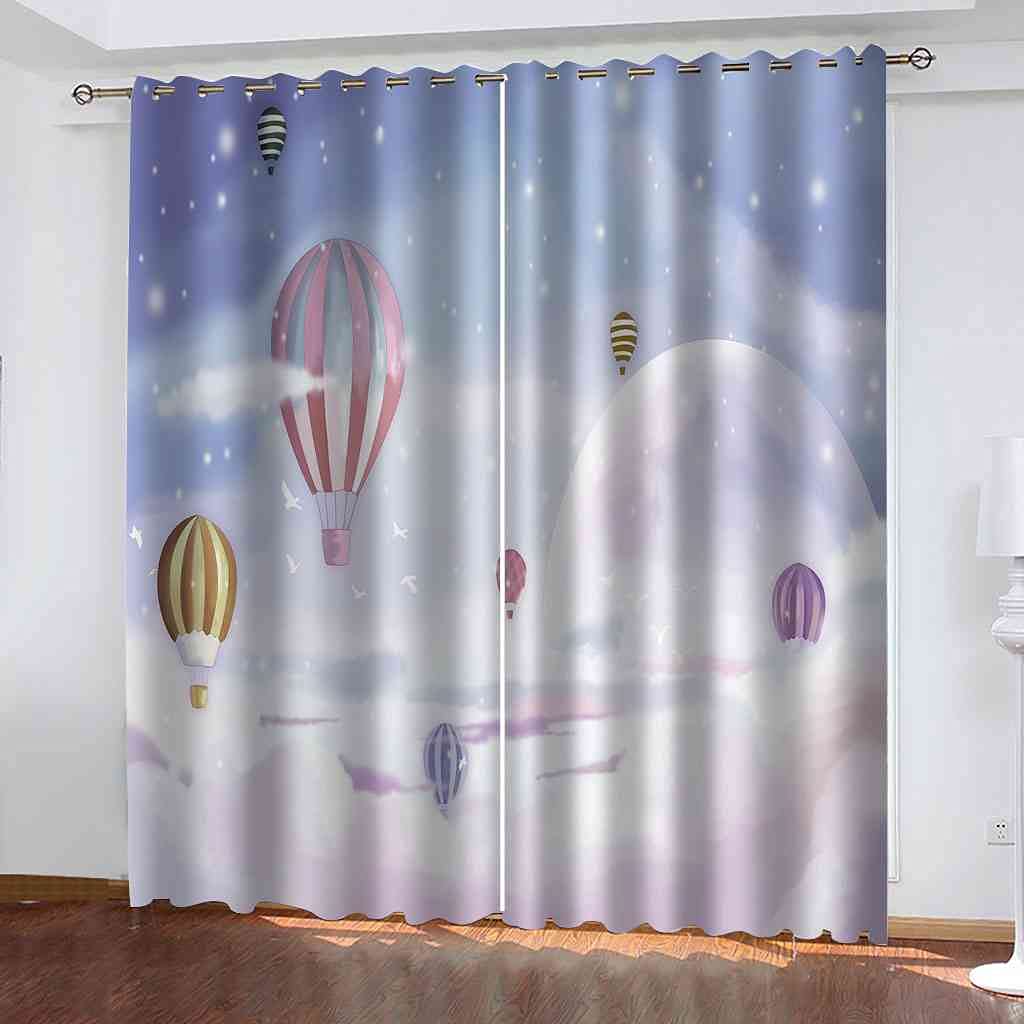 Rideaux occultants enfant montgolfière 3D 264x242cm isolants thermiques