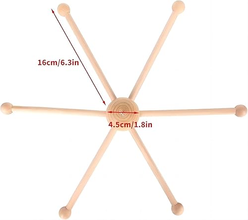 Miniatura 6 de Kit de marco móvil de madera, soporte móvil de madera de seis patas, marco de suspensión para cuna de bebé, marco para campanas de cama, campanillas