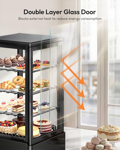 Image of Commercial Refrigerator Countertop , ETL Certified Refrigerated Display Case 2.8 Cu.Ft / 78L, LED Lighted Display Refrigerator with Double Glass, Auto Defrost, Air Cooling for Bakery, Cafe, Store