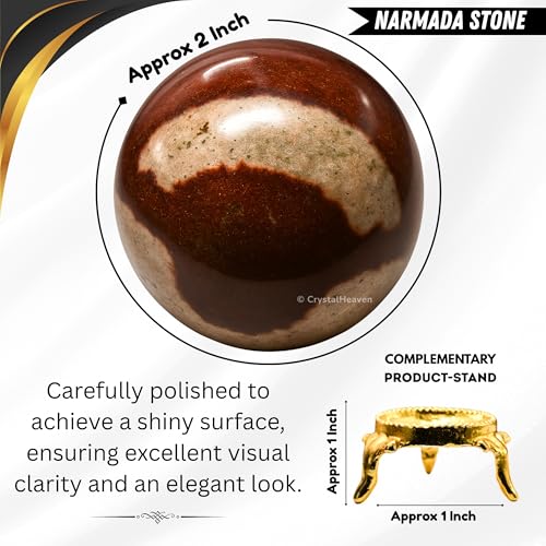 Image of Certified Narmada Shiva Lingam Crystal Ball for Meditation - Premium Crystal Vastu Items for Home and Feng Shui Items for Good Luck - Ideal for Pooja Supplies and Spiritual Practices (2 inch Inch)