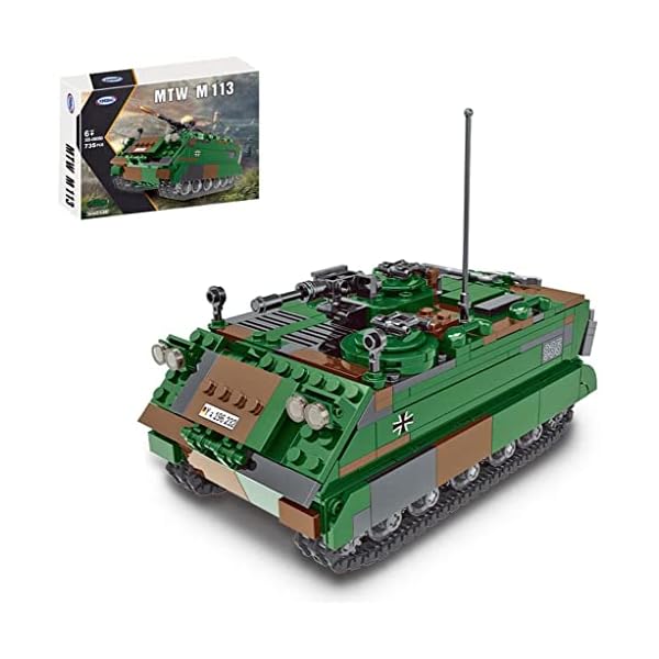 ZXKYZR8 Technics Panzer Modellbausatz, 735-teilig M113 Panzerträger WW2 Militärpanzer Bausteine, Bausatz Kompatibel mit…