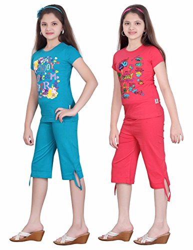 Image of SINI MINI Girls Plain Capri Set (Pack of 2)